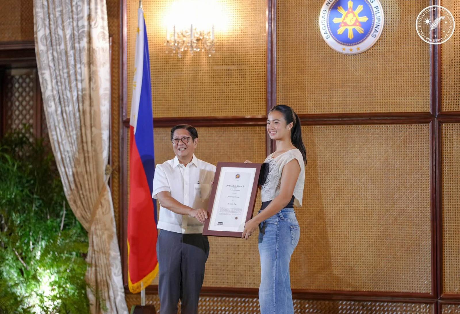Alex Eala with President Ferdinand Marcos Jr. at Malacanang Palace in July 2026